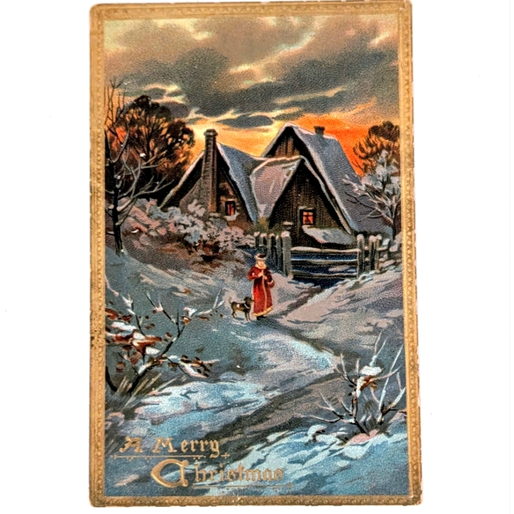 1910 Tuck Wonderful White Winter Christmas Postcard Saxony Red Cross Seal